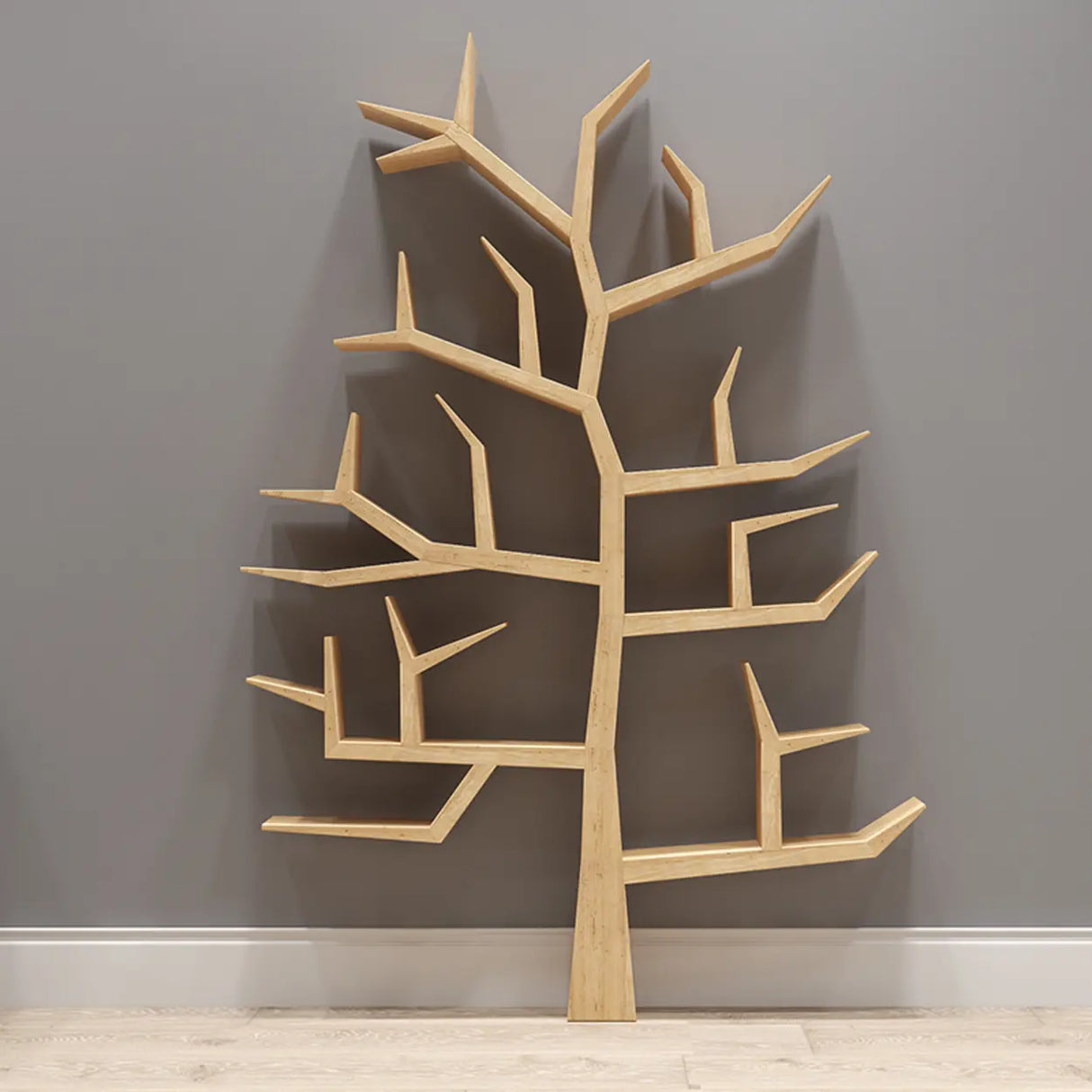 Creative Wood Tree-Shaped Geometric Display Bookcase Image - 2