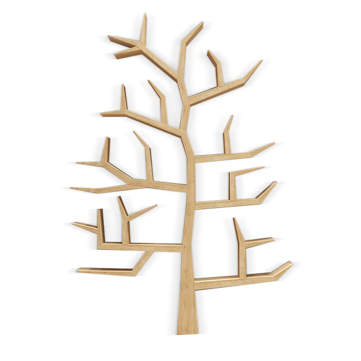 Creative Wood Tree-Shaped Geometric Display Bookcase Image - 5