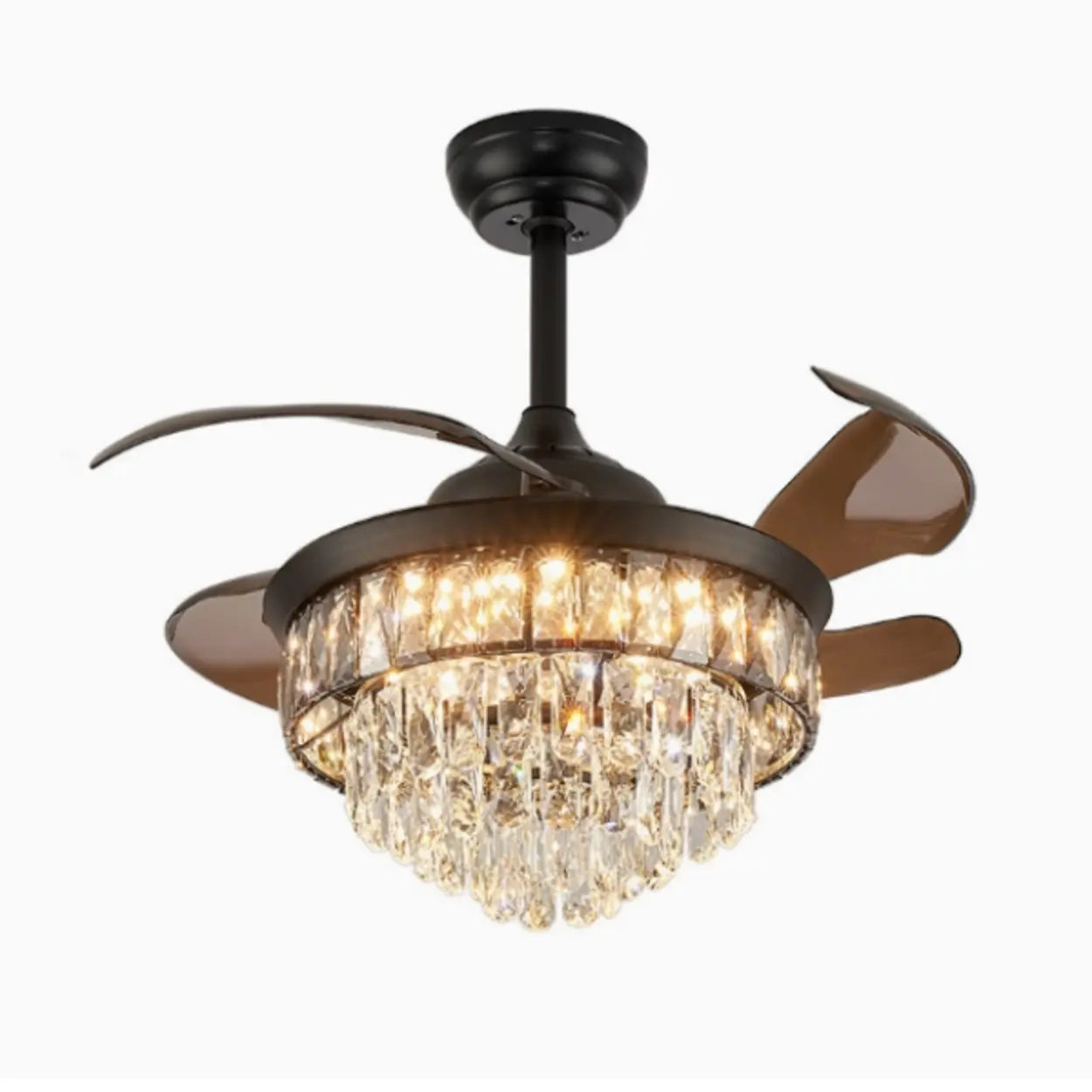 Crystal Chandelier Ceiling Fan with Retractable Blades Image - 1