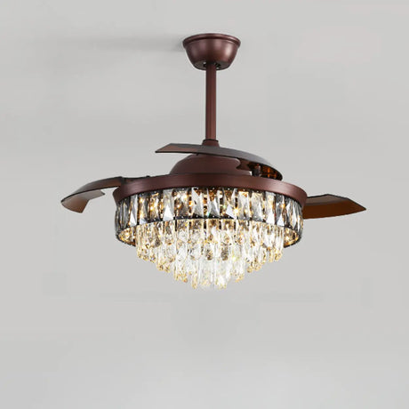 Crystal Chandelier Ceiling Fan with Retractable Blades Image - 2