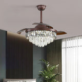 Crystal Chandelier Ceiling Fan with Retractable Blades Image - 3