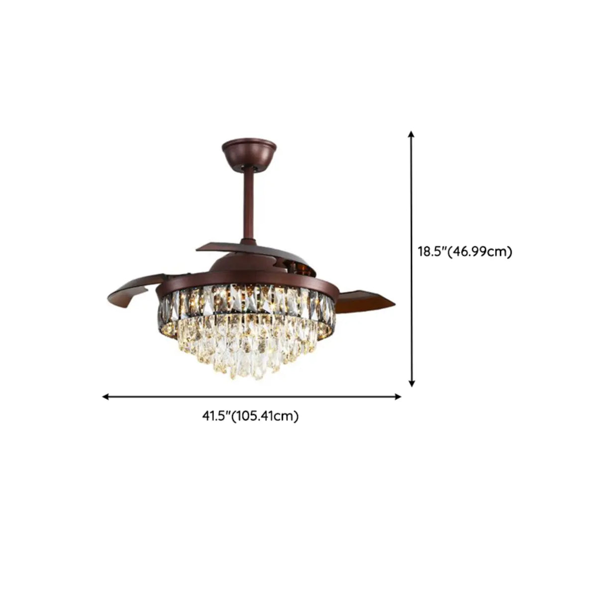 Crystal Chandelier Ceiling Fan with Retractable Blades 