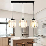 Crystal Cylinder 3-Light Kitchen Island Pendant Light Image - 1