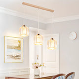 Crystal Cylinder 3-Light Kitchen Island Pendant Light Image - 3