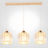 Crystal Cylinder 3-Light Kitchen Island Pendant Light Image - 6