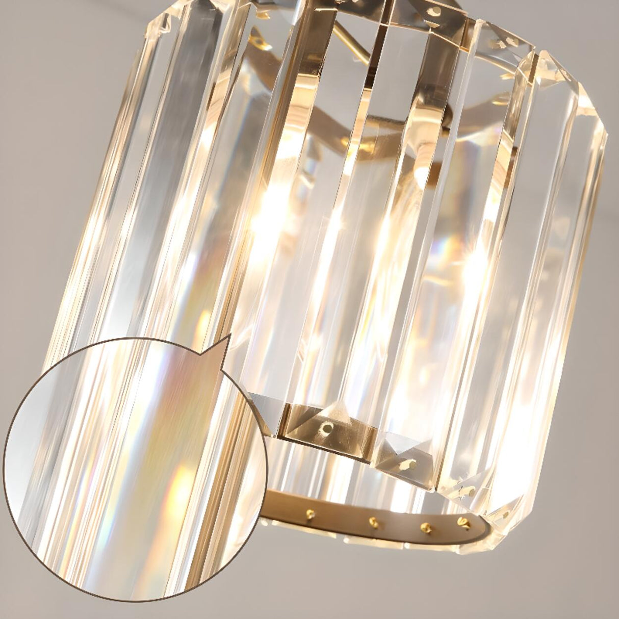 Crystal Cylinder 3-Light Kitchen Island Pendant Light Image - 7