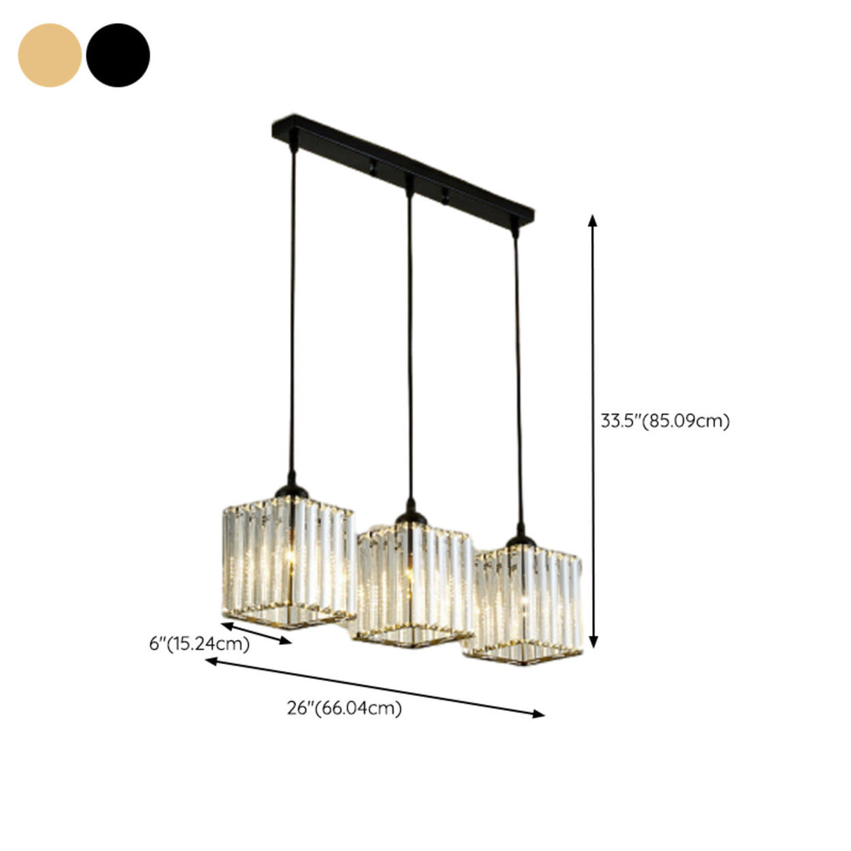 Crystal Cylinder 3-Light Kitchen Island Pendant Light 