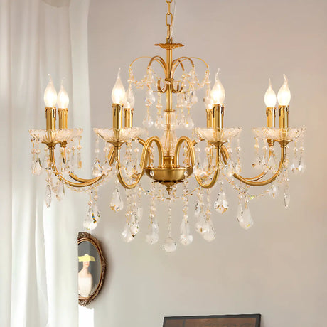 Crystal Gold Living Room Candelabra Adjustable Chandelier Image - 1