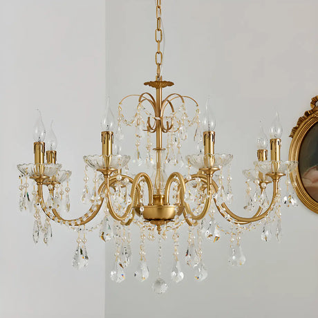 Crystal Gold Living Room Candelabra Adjustable Chandelier Image - 2