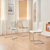 Curved Back Acrylic Cantilever Armless Dining Chair Image - 1