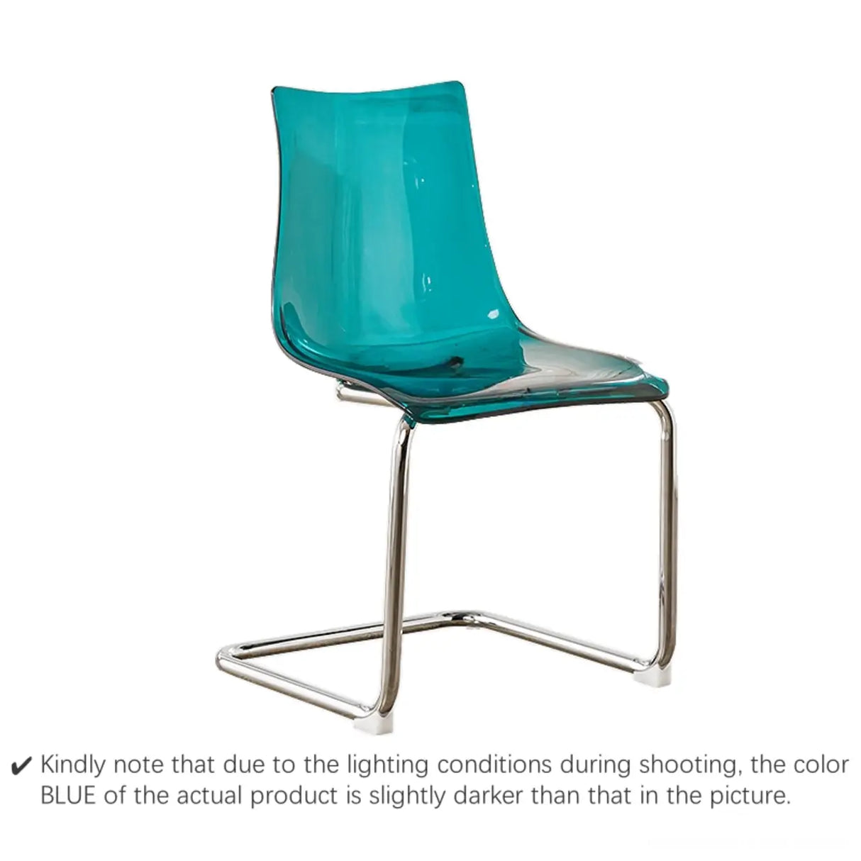 Curved Back Acrylic Cantilever Armless Dining Chair Image - 7