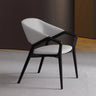 Curved Back Arm Chair Leather Wood Frame Dining Chair Image - 5