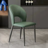 Curved Back Faux Leather Metal Legs Dining Chair Brown Image - 6