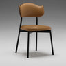 Curved Back Leather Upholstered Dining Chair Light Yellow Image - 9