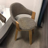 Curved Beige Fabric Seat Birch Armrest Dining Chair Image - 11