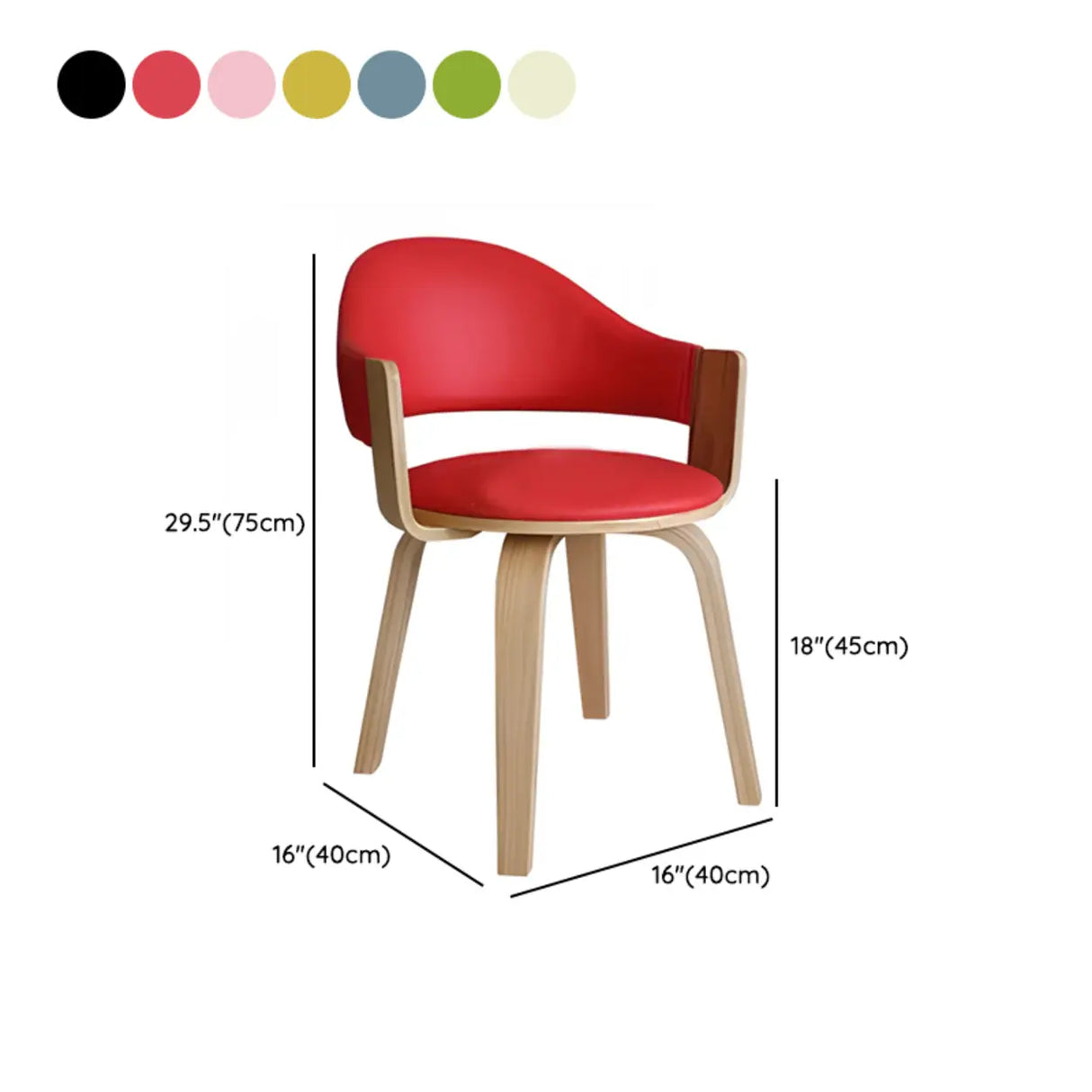 Curved Beige Fabric Seat Birch Armrest Dining Chair 