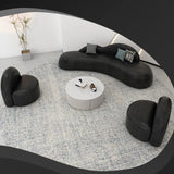 Curved Black Leather Tight Back Sofa Seating Group Image - 1
