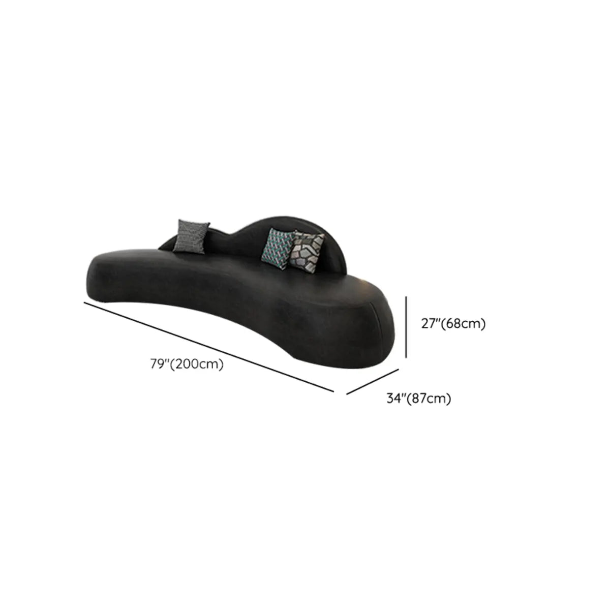Curved Black Leather Tight Back Sofa Seating Group Image - 15