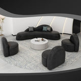 Curved Black Leather Tight Back Sofa Seating Group Image - 6