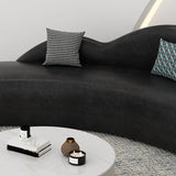 Curved Black Leather Tight Back Sofa Seating Group Image - 8