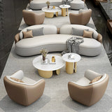 Curved Coffee Grey Leather Reception Sofa 5 Piece Set Image - 1