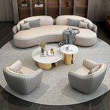 Curved Coffee Grey Leather Reception Sofa 5 Piece Set Image - 13