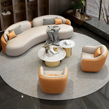 Curved Coffee Grey Leather Reception Sofa 5 Piece Set Image - 15