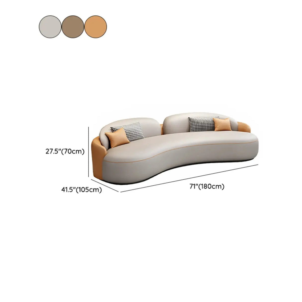 Curved Coffee Grey Leather Reception Sofa 5 Piece Set Image - 18