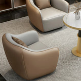 Curved Coffee Grey Leather Reception Sofa 5 Piece Set Image - 4