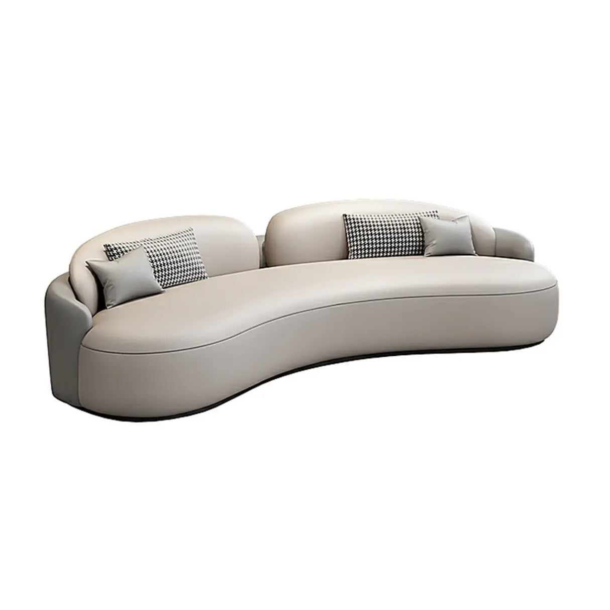 Curved Coffee Grey Leather Reception Sofa 5 Piece Set Image - 5