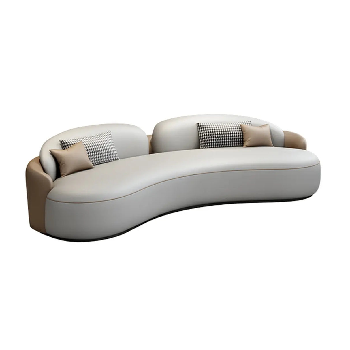 Curved Coffee Grey Leather Reception Sofa 5 Piece Set Image - 7