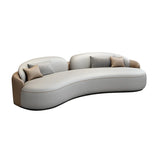 Curved Coffee Grey Leather Reception Sofa 5 Piece Set Image - 7