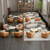 Curved Coffee Grey Leather Reception Sofa 5 Piece Set Image - 8