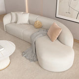 Curved Fabric Pillow Back Ivory Large Sofa Recliner Image - 2
