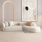 Curved Fabric Pillow Back Ivory Large Sofa Recliner Image - 3