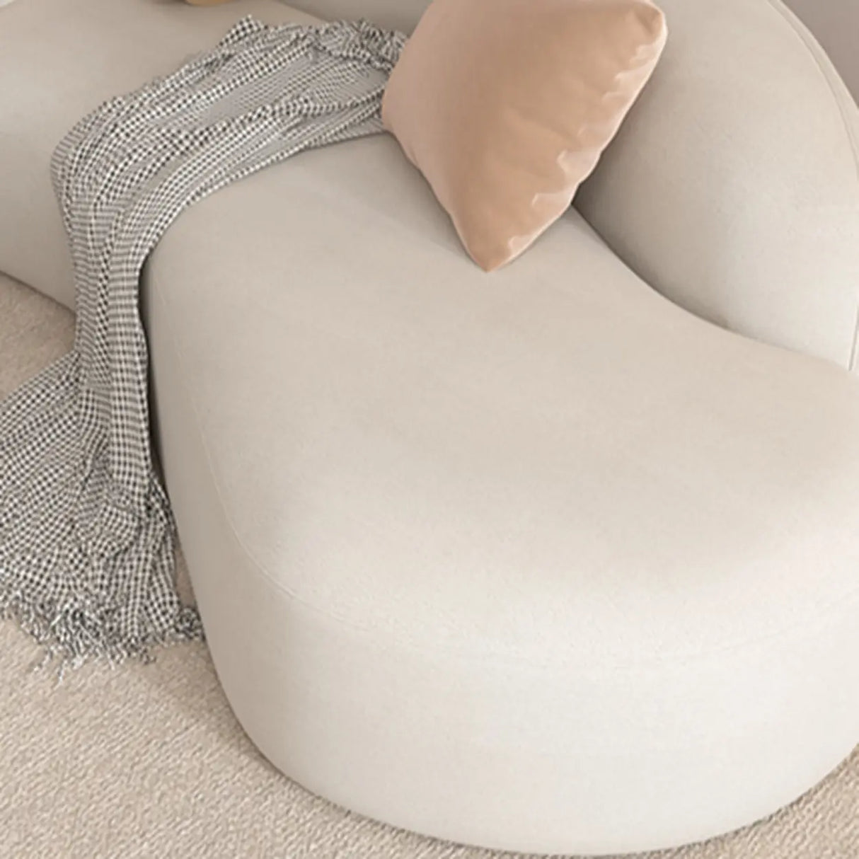 Curved Fabric Pillow Back Ivory Large Sofa Recliner Image - 5