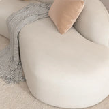 Curved Fabric Pillow Back Ivory Large Sofa Recliner Image - 5