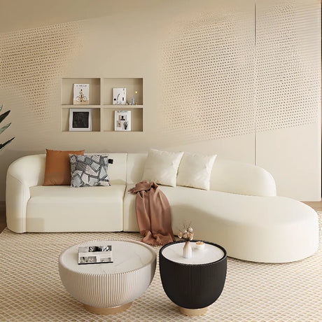 Curved Fabric Stylish Sponge Cream Large Sectional Sofa Image - 1