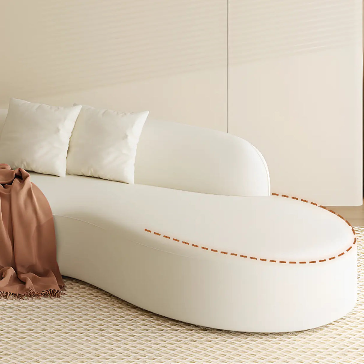 Curved Fabric Stylish Sponge Cream Large Sectional Sofa Image - 8