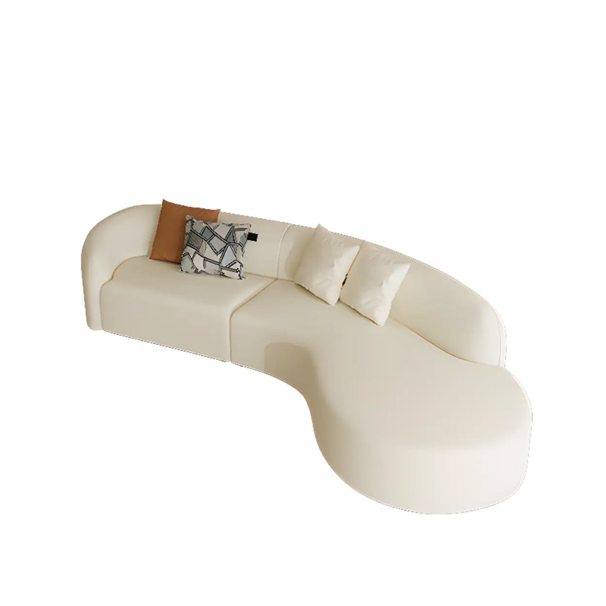 Curved Fabric Stylish Sponge Cream Large Sectional Sofa Image - 9
