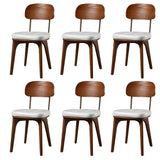 Curved Faux Leather Arm Chair Ash Wood Dining Chair Image - 42