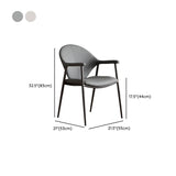 Curved Faux Leather Armrest Metal Dining Chairs Gray #size