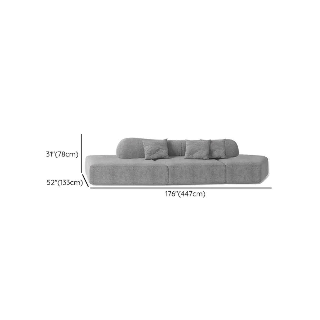 Curved Flannel Living Room Gray Large Sectional Sofa Image - 17