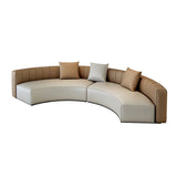 Curved Grey Faux Leather Tight Back Sofa Seating Group Image - 10