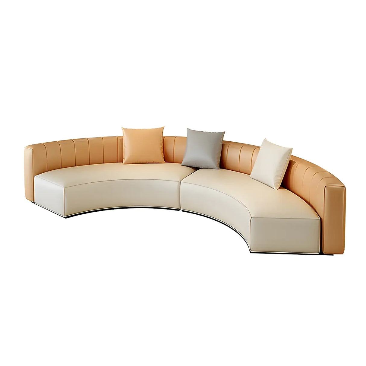 Curved Grey Faux Leather Tight Back Sofa Seating Group Image - 12