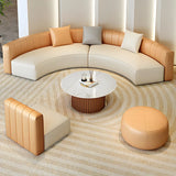 Curved Grey Faux Leather Tight Back Sofa Seating Group Image - 18