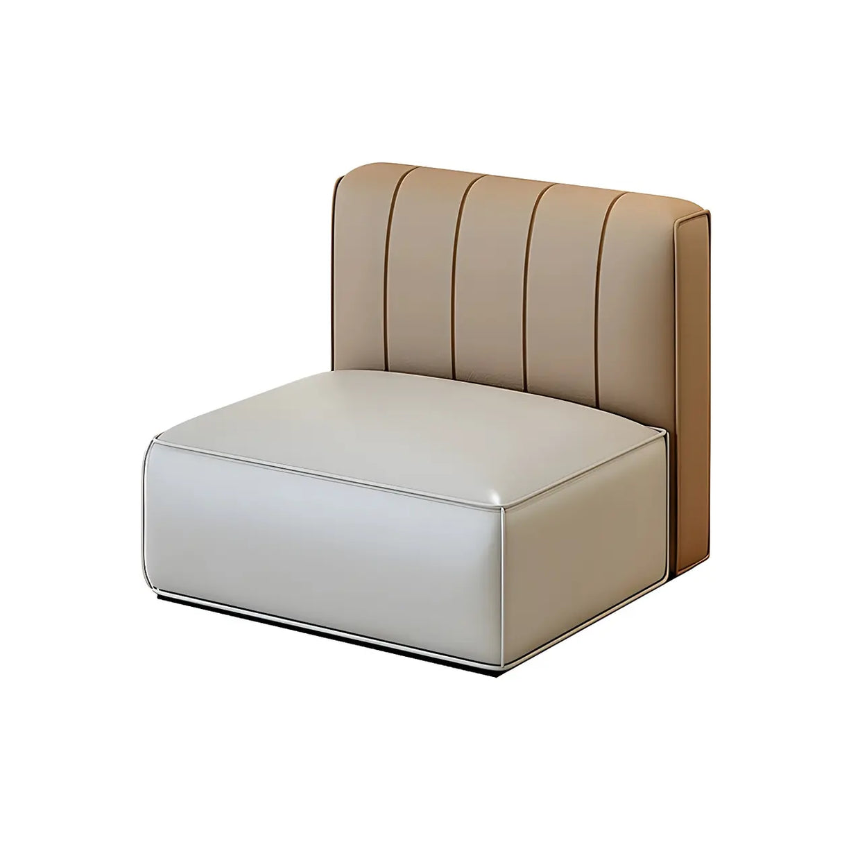 Curved Grey Faux Leather Tight Back Sofa Seating Group Image - 3