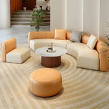 Curved Grey Faux Leather Tight Back Sofa Seating Group Image - 6