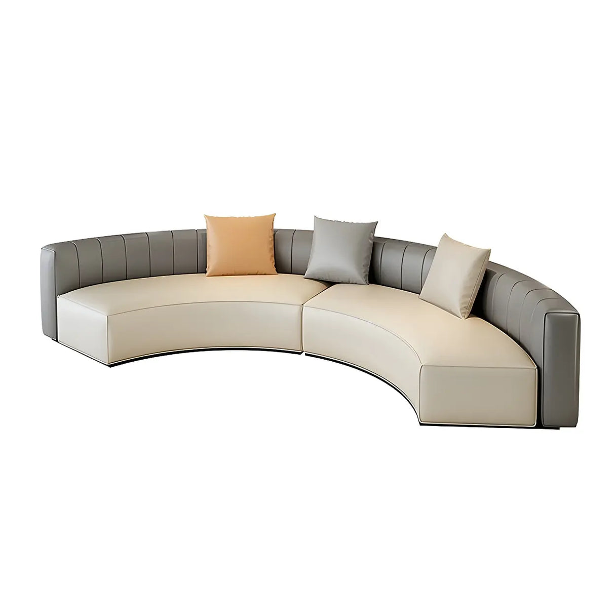 Curved Grey Faux Leather Tight Back Sofa Seating Group Image - 8