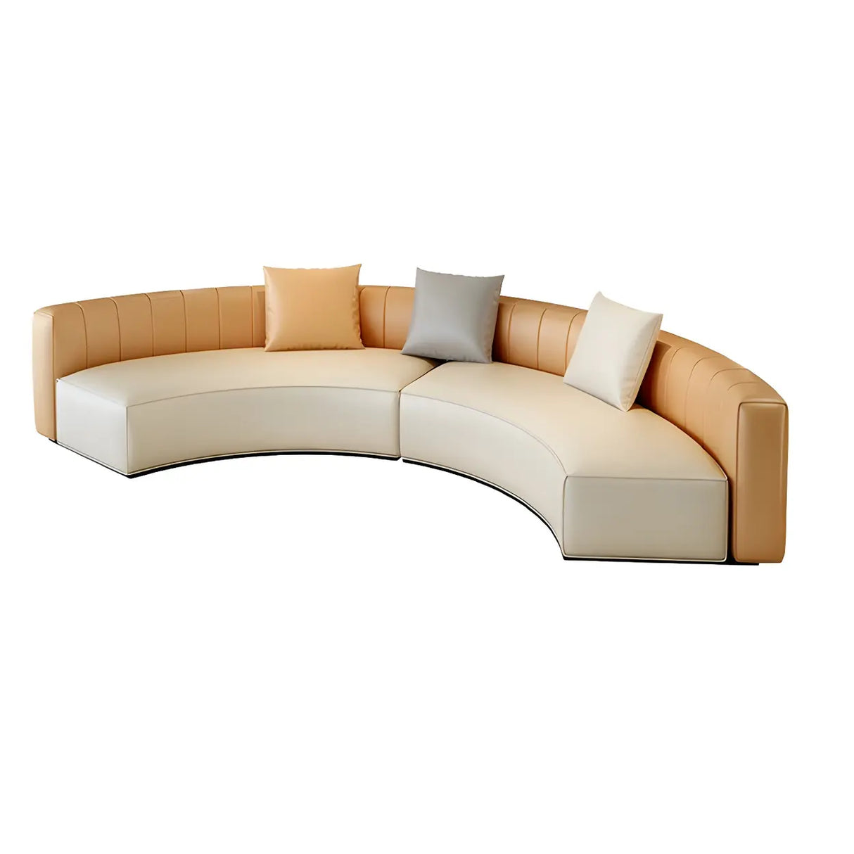 Curved Grey Faux Leather Tight Back Sofa Seating Group Image - 9